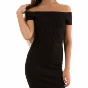 👗Ribbed Knit Off the shoulder Sheath Dress